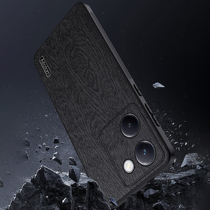For vivo Y100i 5G Cell Phone Case Wood Grain PU+PC+TPU Protective Cover - Black For vivo Y100i 5G Cell Phone Case Wood Grain PU+PC+TPU Protective Cover - Black